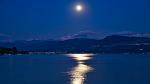 Moonlight reflecting on a lake.