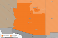 Map showing DST areas for Navajo in Arizona.