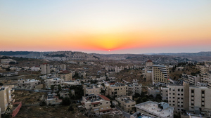 view of sunrise over the new part of Bethlehem, Palestinian Authority, 2016