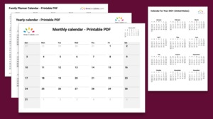 Illustration image of various printable calendars