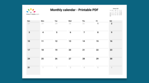 Illustration image of a monthly calendar