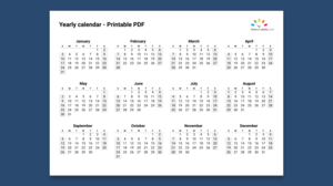 Yearly calendar with 12 months | Printable Calendar 2023