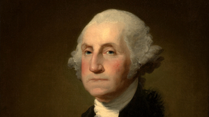 Portrait of George Washington in oil.