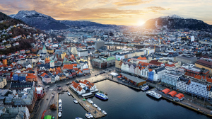 Soloppgang i Bergen, Hordaland.