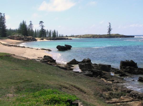 View of one of Norfolk Island's bays on a clear day.