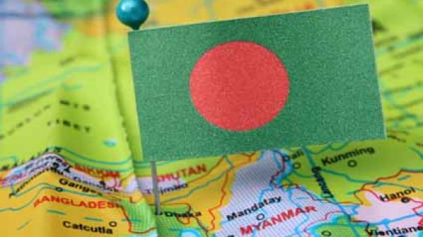 map showing Bangladesh with flag
