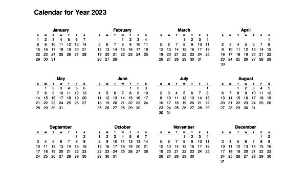 Calendar 2023 with 12 months | Printable Calendar