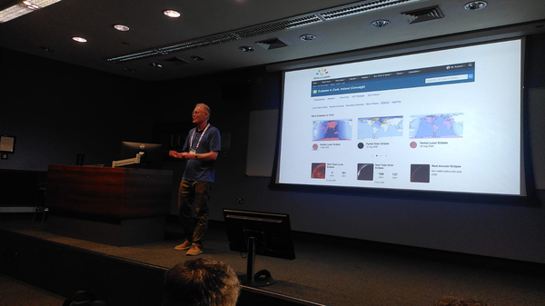 Photo of timeanddate.com’s Graham Jones at the European Astronomical Society Annual Meeting in Cork, Ireland, in June 2025.