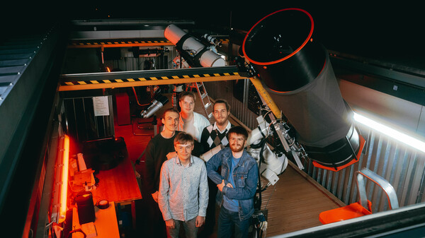 The team at the Kassel Observatory in Germany: David Spyra, Mark Woskowski, Miron Gassert, Florian Hein, and Julian Knatz.
