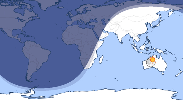 A screenshot from timeanddate.com’s Moon Light World Map, showing where the Moon is above the horizon at around 03:00 UTC on November 20, 2025.