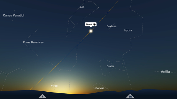 Venus at greatest elongation west: a screengrab from the timeanddate Night Sky Map for New York, 30 minutes before sunrise on October 23, 2023