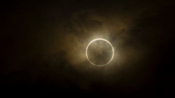 An annular solar eclipse, as seen from Tokyo, Japan, in May 2012.