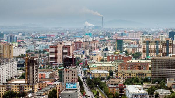 Aerial view of Ulaanbaatar, Mongolia.