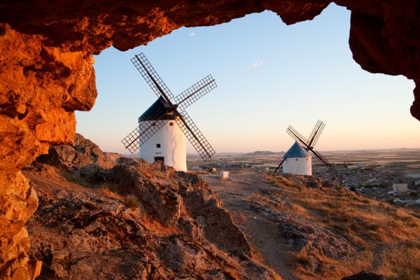Flour mills on sunrise. La Mancha Flour mills on sunrise. La Mancha