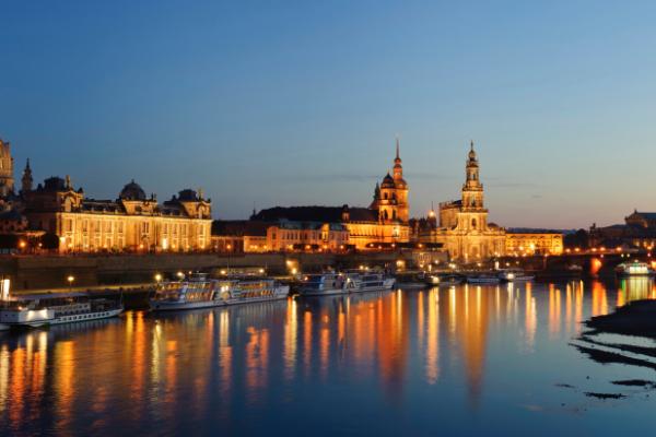 Dresden Castle silhouette at sunset in Dresden, Germany