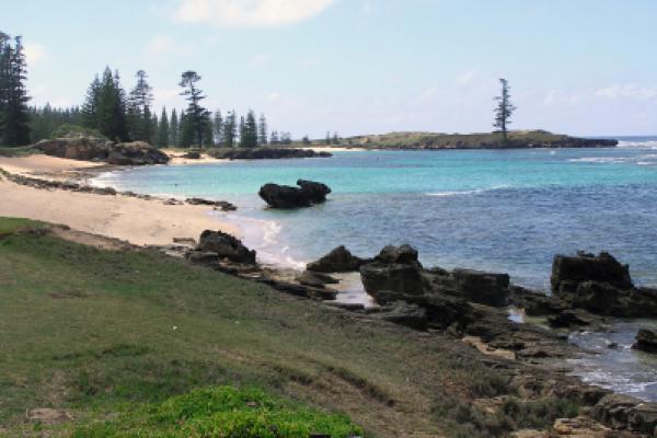 View of one of Norfolk Island's bays on a clear day.