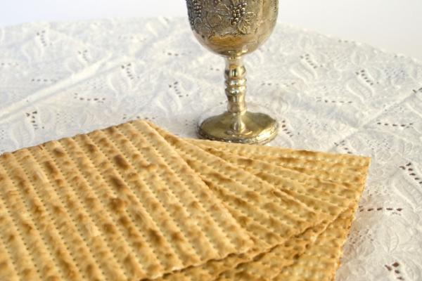 Matzo and Kiddush Cup with Wine