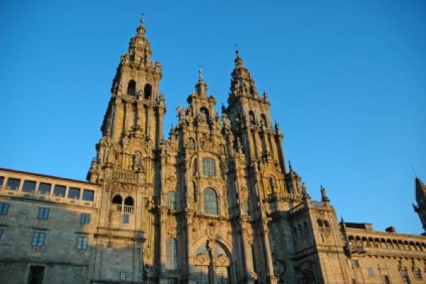 Santiago de Compostela Cathedral is situated in Santiago de Compostela in Galicia, Spain. The cathedral is the reputed burial-place of Saint James the Great, one of the apostles of Jesus Christ. Santiago de Compostela Cathedral is situated in Santiago de Compostela in Galicia, Spain. The cathedral is the reputed burial-place of Saint James the Great, one of the apostles of Jesus Christ.