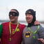 Two men in Batman and Robin costumes.