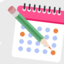 Illustration of a calendar and a pencil marking events