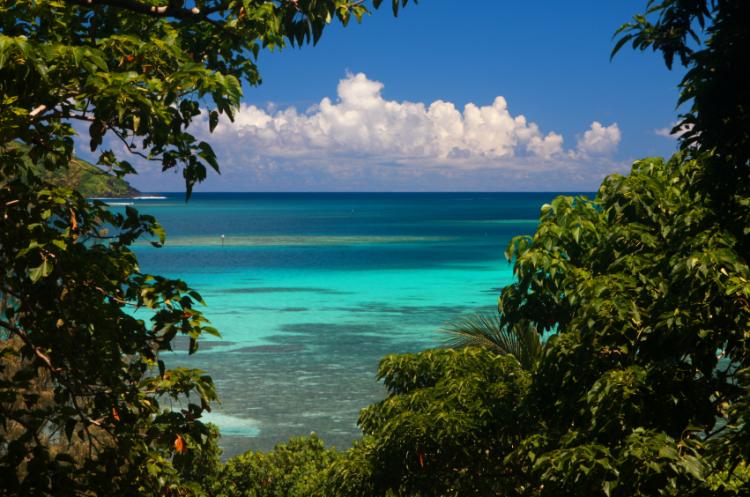 View of exotic lagoon in Fiji