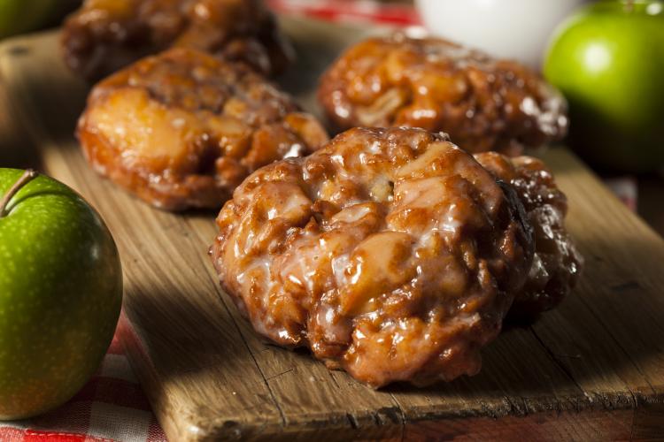 Homemade glazed Apple fritters