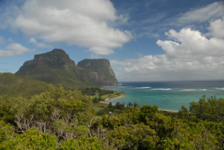 View over Lord Howe Island, Australia.