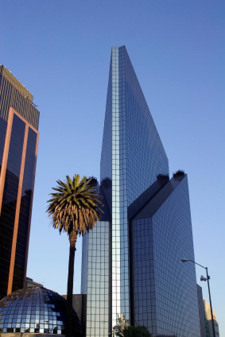 mexican stock exchange building at sunrise