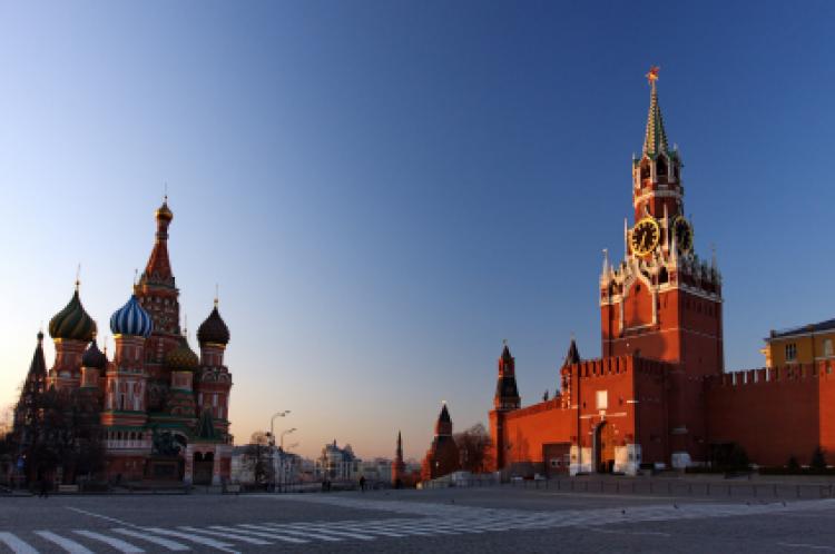St. Basil's & The Kremlin at Moscow at Night from Red Square