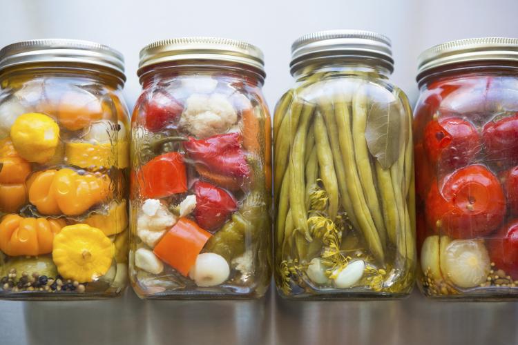 Jars of pickled peppers.