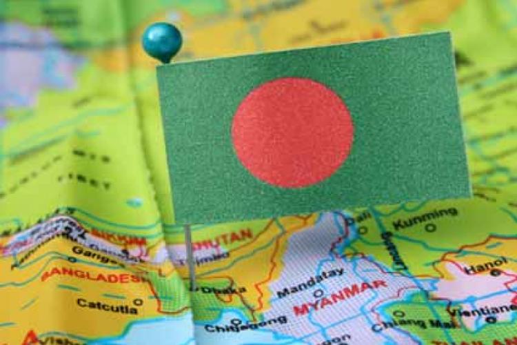 map showing Bangladesh with flag