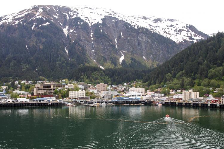 Lifeboat cruising into Juneau, Alaska, United States.