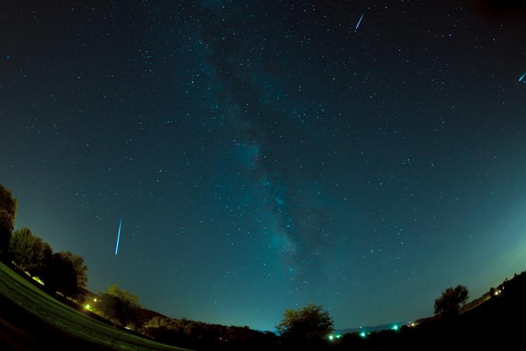 Shooting stars at night.