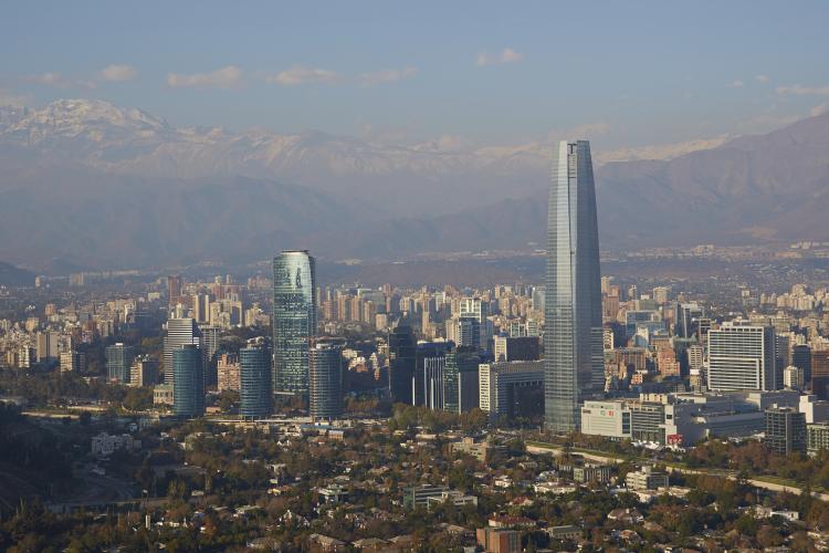 Skyscrapers in central Santiago, Chile.