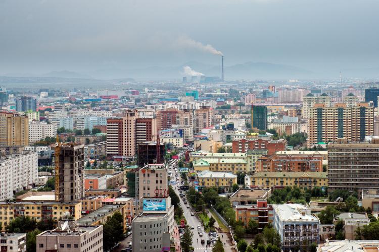 Aerial view of Ulaanbaatar, Mongolia.
