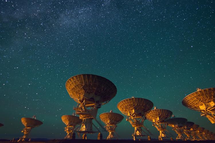 Radio telescopes of the Very Large Array in New Mexico, USA.