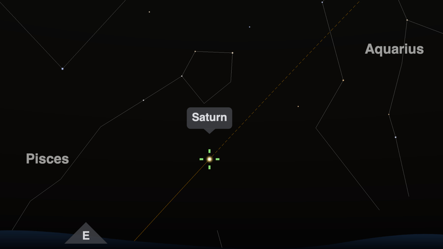Screengrab from timeanddate.com’s Night Sky Map showing Saturn rising over New York at 20:00 on September 20, 2025.