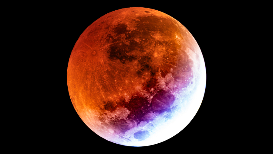 Photo taken by Dr. Thomas H. Puzia during the first partial phase of the March 2025 total lunar eclipse. A blue-ish band is clearly visible.