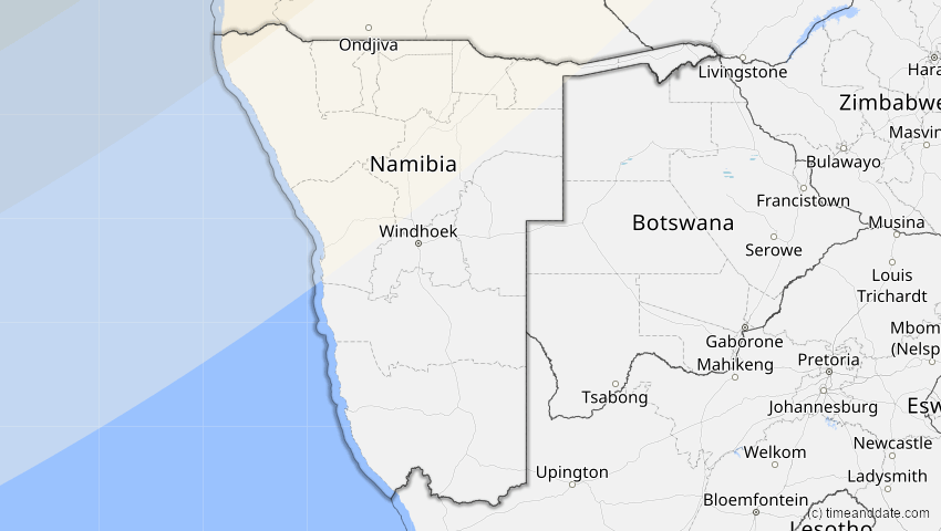A map of Namibia, showing the path of the Mar 29, 2006 Total Solar Eclipse