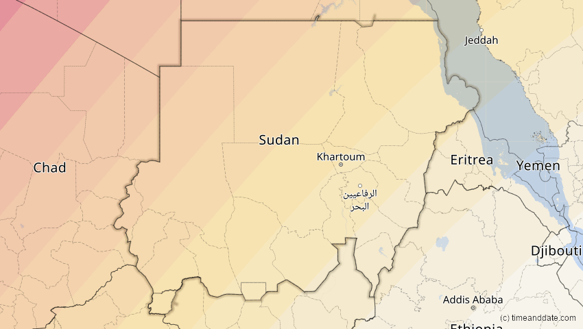 A map of Sudan, showing the path of the Mar 29, 2006 Total Solar Eclipse