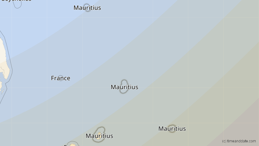 A map of Mauritius, showing the path of the Jan 26, 2009 Annular Solar Eclipse