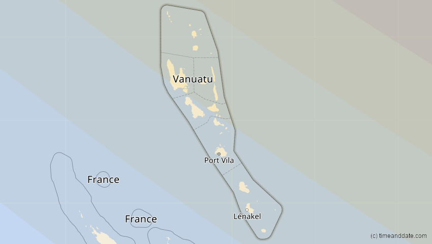 A map of Vanuatu, showing the path of the Jul 22, 2009 Total Solar Eclipse