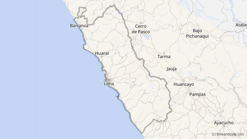 A map of Lima, Peru, showing the path of the 11. Jul 2010 Totale Sonnenfinsternis