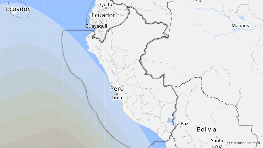 A map of Peru, showing the path of the 13. Nov 2012 Totale Sonnenfinsternis