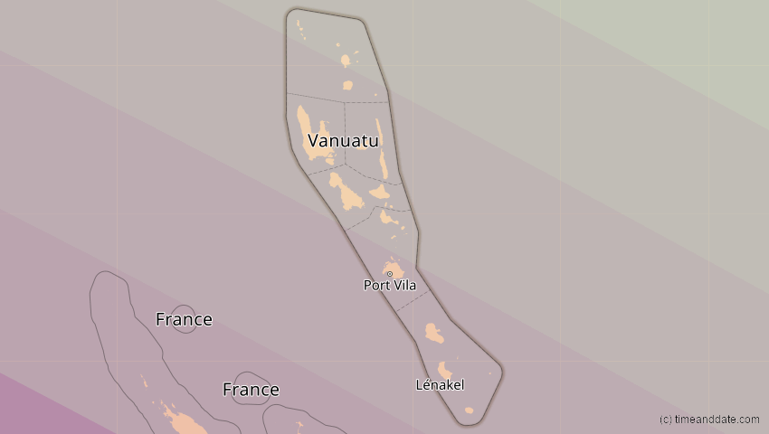 A map of Vanuatu, showing the path of the 14. Nov 2012 Totale Sonnenfinsternis
