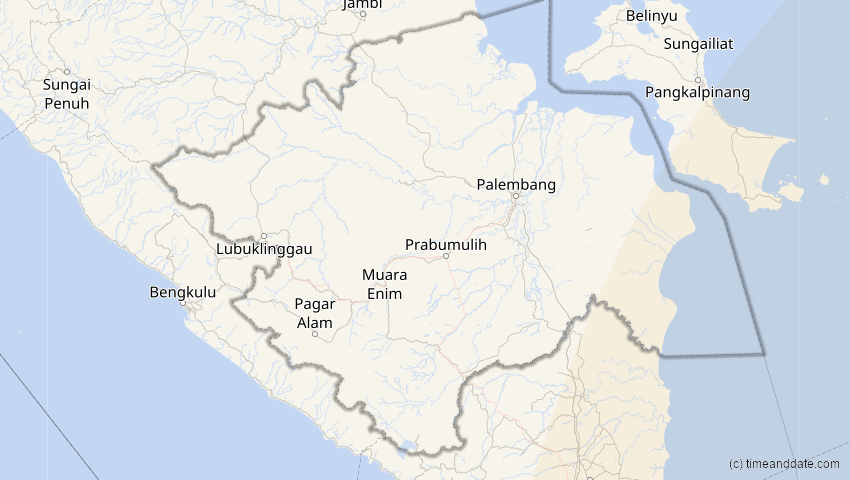 A map of Sumatera Selatan, Indonesien, showing the path of the 10. Mai 2013 Ringförmige Sonnenfinsternis