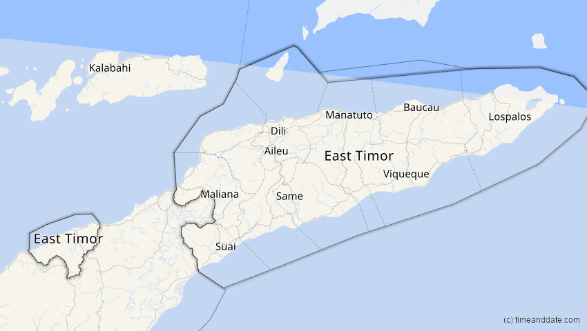 A map of Osttimor, showing the path of the 29. Apr 2014 Ringförmige Sonnenfinsternis