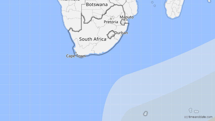 A map of Südafrika, showing the path of the 29. Apr 2014 Ringförmige Sonnenfinsternis