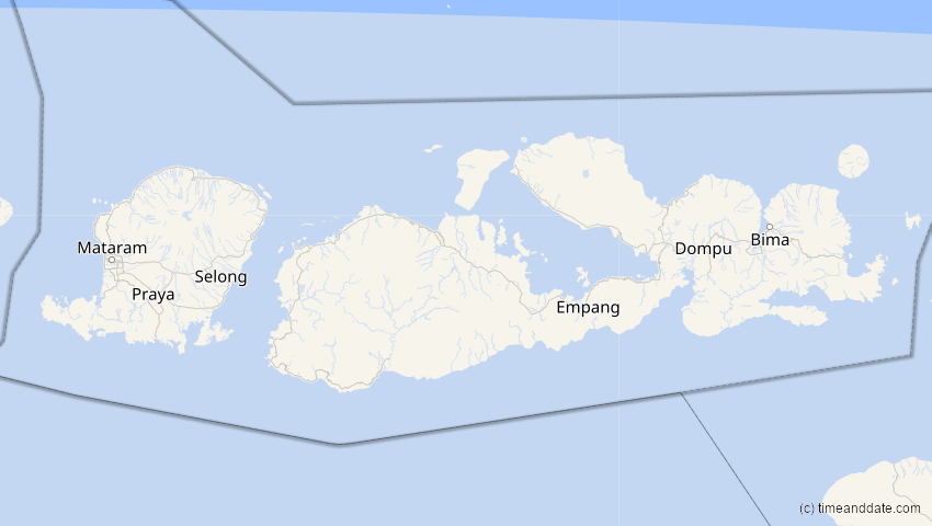 A map of Nusa Tenggara Barat, Indonesien, showing the path of the 29. Apr 2014 Ringförmige Sonnenfinsternis