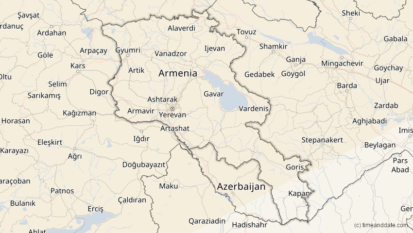 A map of Armenien, showing the path of the 20. Mär 2015 Totale Sonnenfinsternis